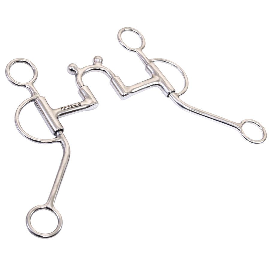 Metal horse bit with curved shanks and ring cheeks - Uhorse