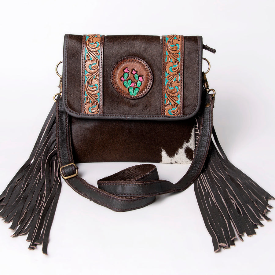 Ohlay Bags KBA126 Cross Body I Hand Tooled Hair-On Genuine Leather Women Bag Western Handbag Purse