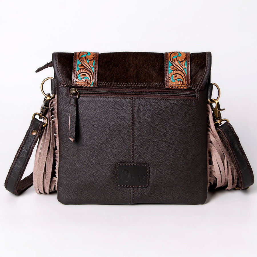 Ohlay Bags KBA126 Cross Body I Hand Tooled Hair-On Genuine Leather Women Bag Western Handbag Purse