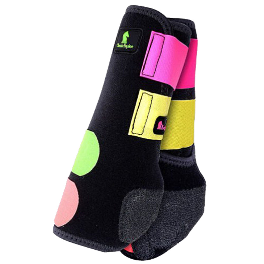 Neon colorblock fleece horse boots with buckle closures - Uhorse