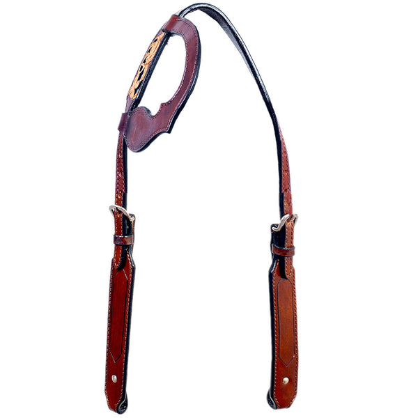 Hilason Western Horse Leather One Ear Headstall Mahogany - Uhorse