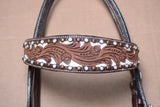 HILASON Western Horse Headstall Tack Genuine American Leather Brown