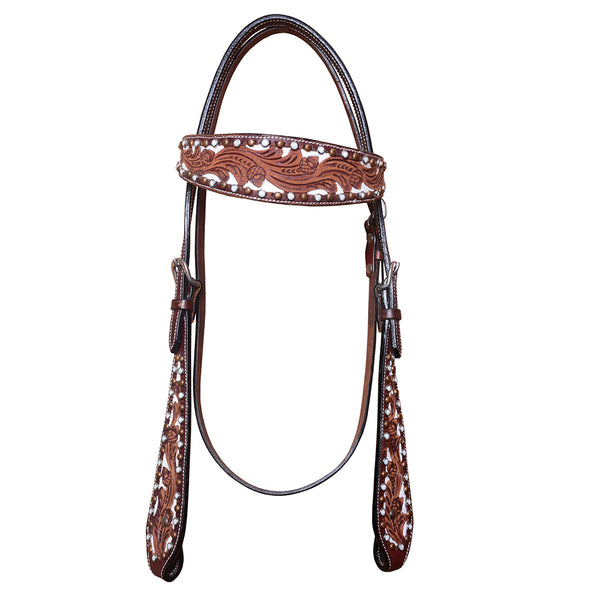 HILASON Western Horse Headstall Tack Genuine American Leather Brown - Uhorse