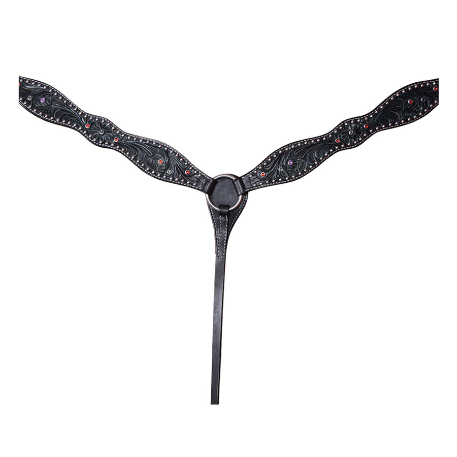HILASON W. H. Leather Breast Collar Floral Black by Hilason – Cowboy and equestrian accessories