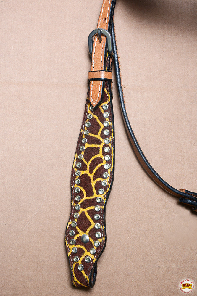 HILASON Western Horse Genuine American Leather Headstall Cheetah | for Horses Headstalls
