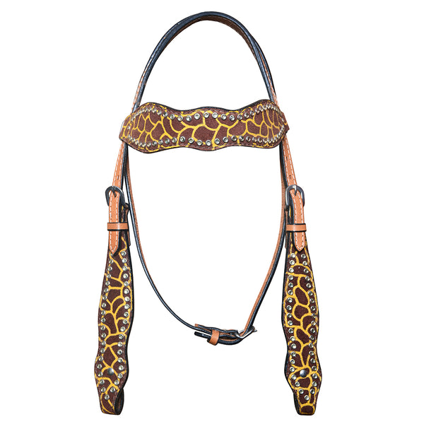 HILASON Western Horse Genuine American Leather Headstall Cheetah - Uhorse