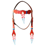 HILASON Western Horse Headstall Breast Collar Set Genuine American Leather Mahogany