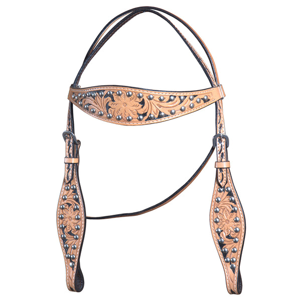 Hilason Western Horse Leather Headstall Tan - Hilason
