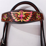 HILASON Western Horse Headstall Tack Genuine American Leather Hand Tooled