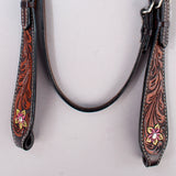 HILASON Western Horse Headstall Tack Genuine American Leather Hand Tooled