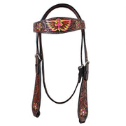 HILASON Western Horse Headstall Tack Genuine American Leather Hand Tooled