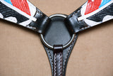 HILASON Western Horse Genuine Leather Printed Breast Collar Black | Horse Breast Collar | Leather Breast Collar | Western Breast Collar