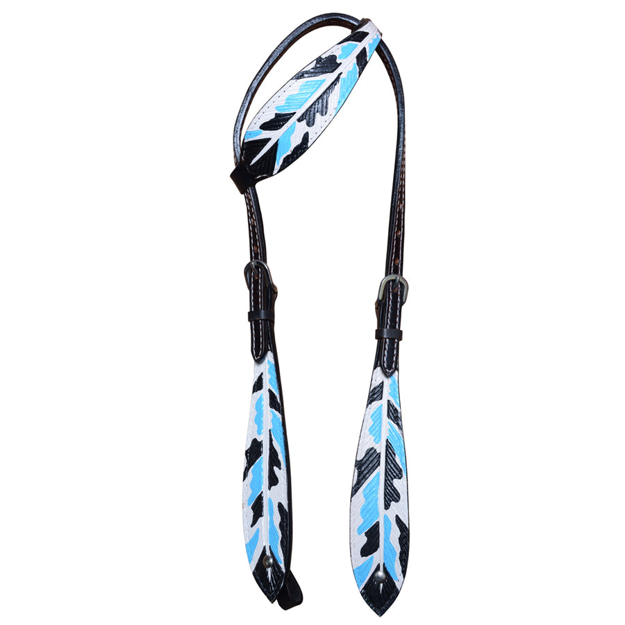HILASON W. H. Genuine Leather Printed One Ear Headstall Turquoise & by Hilason – Cowboy and equestrian accessories