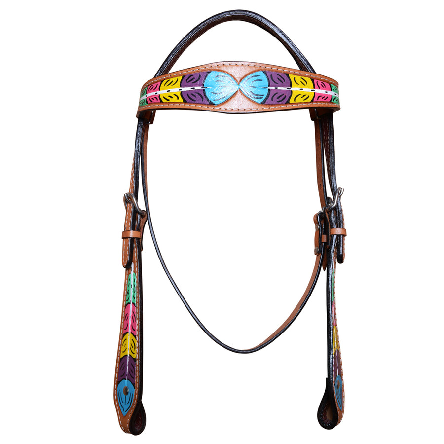 HILASON Western Horse Genuine Leather Headstall Tan - Uhorse