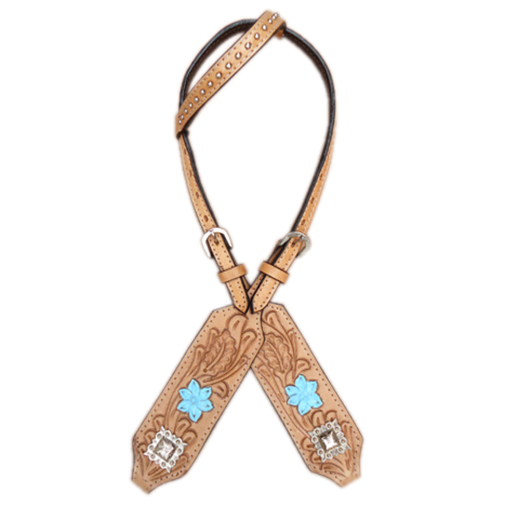 Hilason Western Horse Headstall Leather Floral Tan