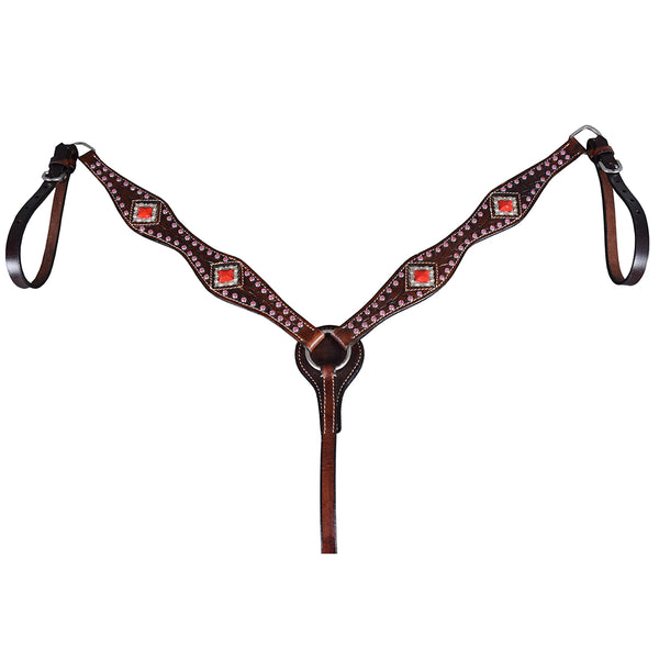 Hilason Genuine Leather Western Horse Breast Collar Brown - Uhorse