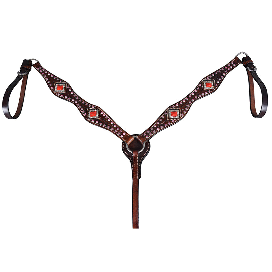 Hilason Genuine Leather Western Horse Breast Collar Brown - Uhorse