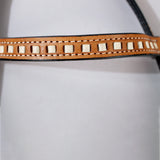 HILASON Western Genuine Leather Horse Headstall Tack Dark Brown Beaded