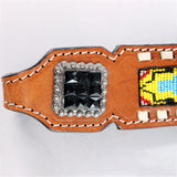 HILASON Western Genuine Leather Horse Headstall Tack Dark Brown Beaded