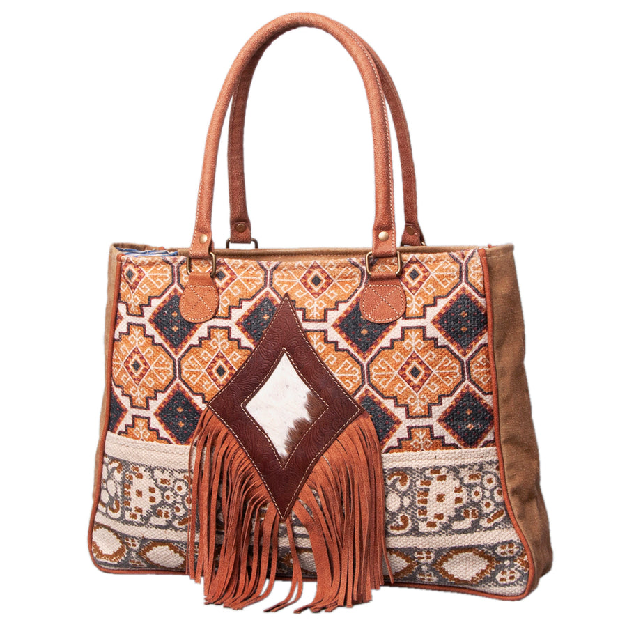 OHLAY WEEKENDER Upcycled Wool Embossed Hair-on Genuine Leather women bag western handbag purse - Uhorse