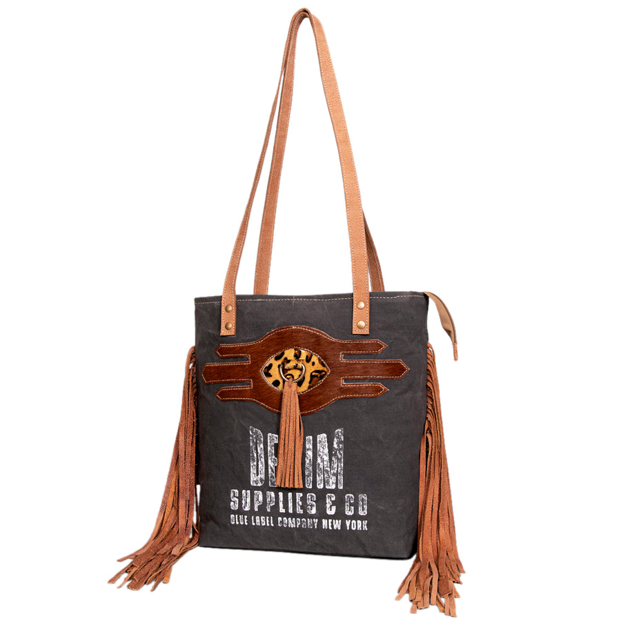 OHLAY KB510 TOTE Upcycled Canvas Hair-on Genuine Leather women bag by Hilason – Cowboy and equestrian accessories
