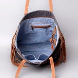 OHLAY WEEKENDER Upcycled Canvas Embossed Hair-on Genuine Leather women bag western handbag purse