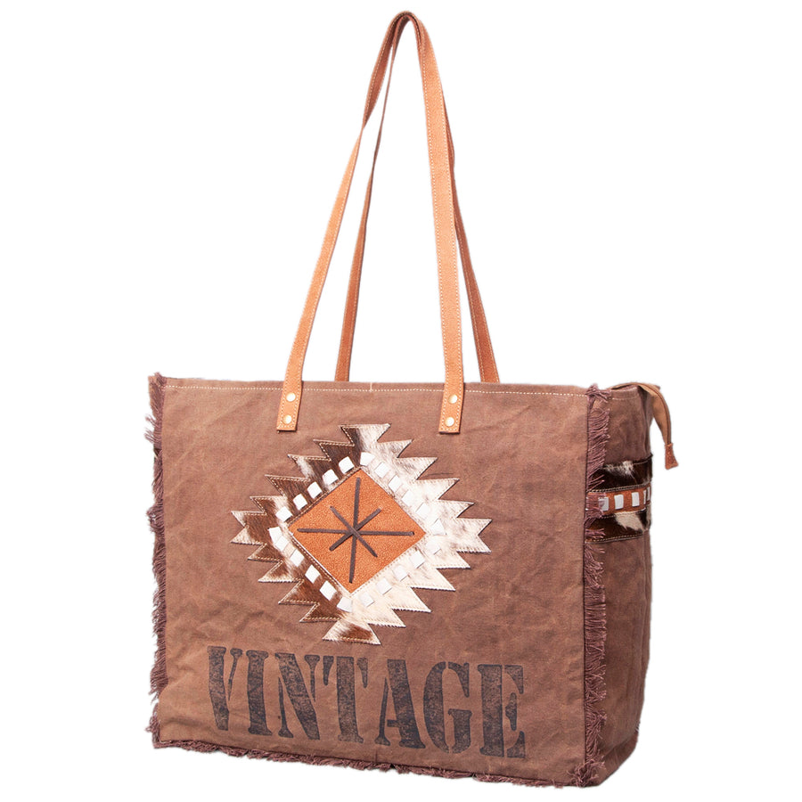 OHLAY WEEKENDER Upcycled Canvas Hair-on Genuine Leather women bag by Hilason – Cowboy and equestrian accessories