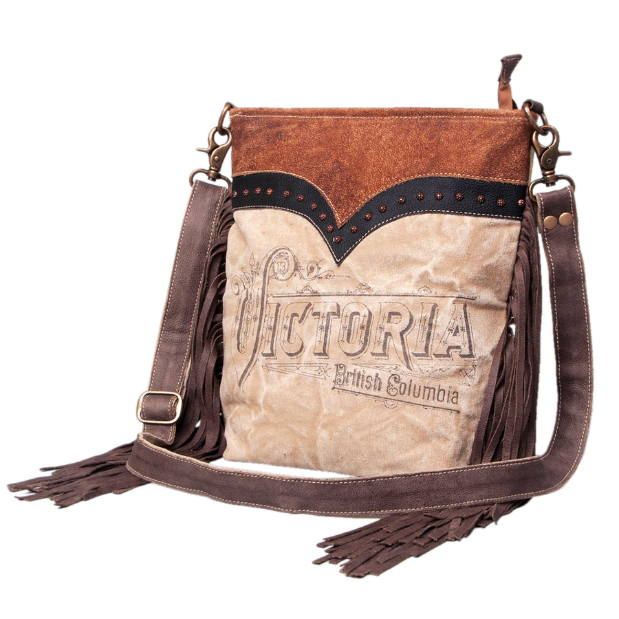 OHLAY KB517 Cross Body Upcycled Canvas Genuine Leather women bag by Hilason – Cowboy and equestrian accessories