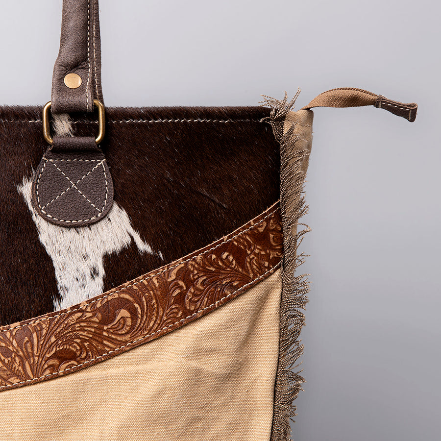OHLAY KB518 TOTE Upcycled Canvas Hair-on Genuine Leather women bag western handbag purse