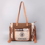 OHLAY KB519 TOTE Upcycled Canvas Hair-on Genuine Leather women bag western handbag purse
