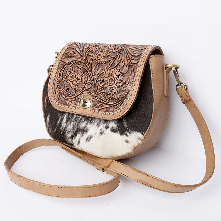 American Darling Western Hand-Tooled Floral Cross body Bag - Cowhide Leather Purse - Uhorse