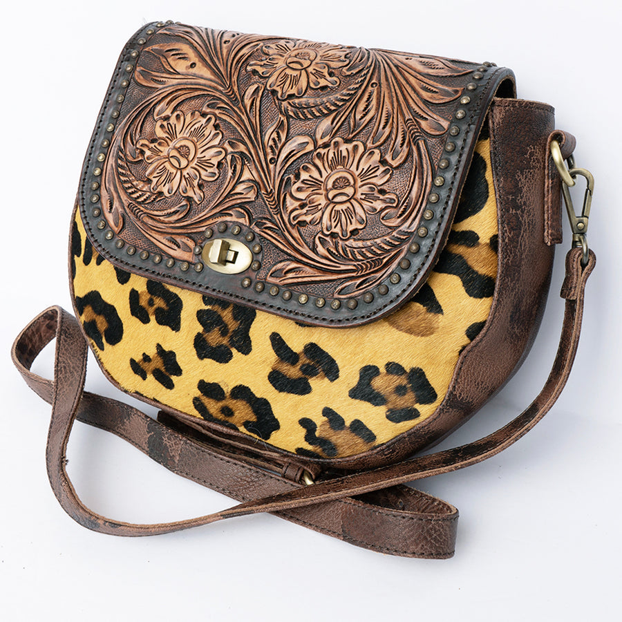 American Darling Western Hand-Tooled Floral Cross body Bag - Cowhide Leather Purse - Uhorse