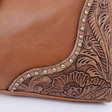 American Darling Hobo Bag, Hand-Tooled Floral Western Leather Purse with Turquoise Stone, 8in (H) X 5in (W) X 13in (D)