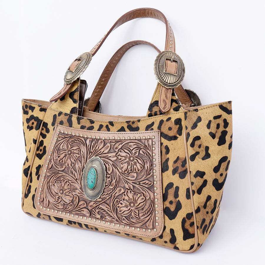 American Darling Western Hand-Tooled Floral Hobo Bag - Cowhide Leather Purse with Turquoise - Uhorse
