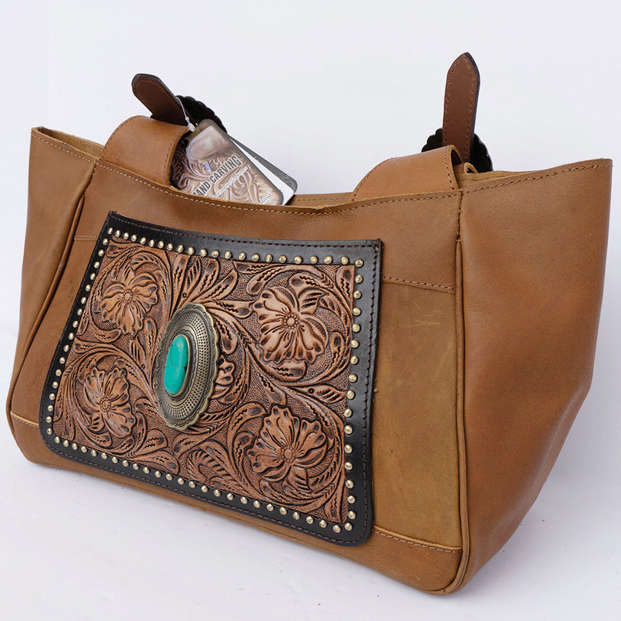 American Darling Tote Hand Tooled Genuine Leather W. Women Bag | by Hilason – Cowboy and equestrian accessories
