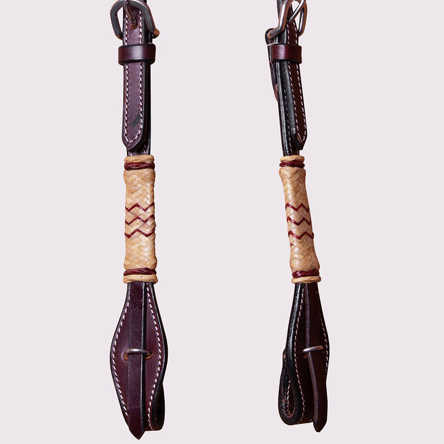 Bar H Equine Western Horse Genuine Leather Raw Hide One Ear Headstall Dark Brown