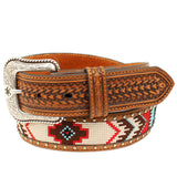 34 In Ariat W. Belt Men Nailhead Fabric Center Round Concho by Hilason – Cowboy and equestrian accessories