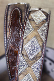 Western Nocona Leather Mens Belt Hair Diamond Conchos Dark Brown 32-46
