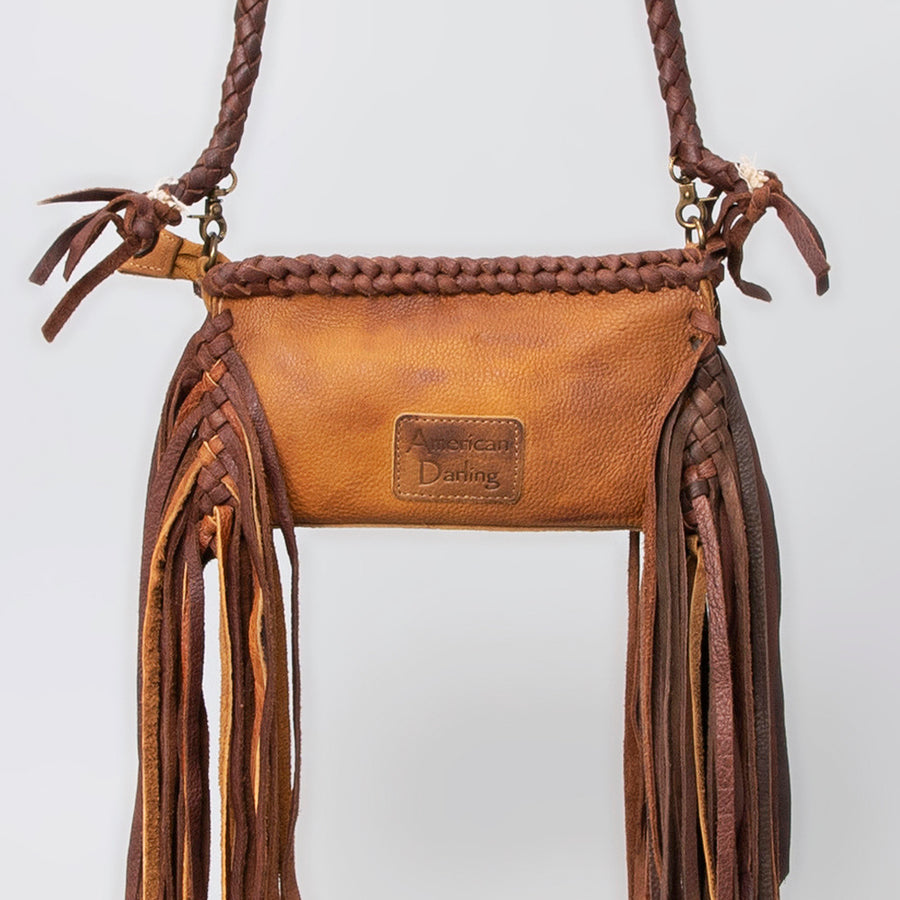 American Darling Small Cross body Bag Western Hair-On Cowhide Genuine Leather Handcrafted Purse with Fringes and Turquoise