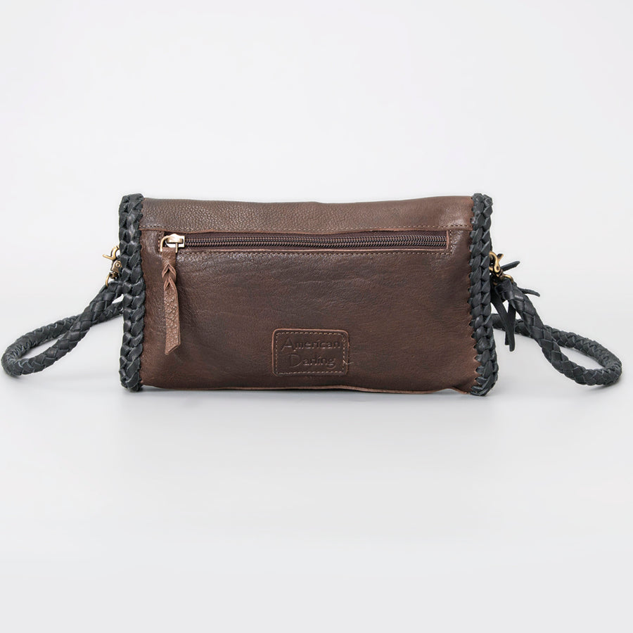 American Darling Wallet Western Genuine Leather Handcrafted Purse with Turquoise Stone and Braided Detail