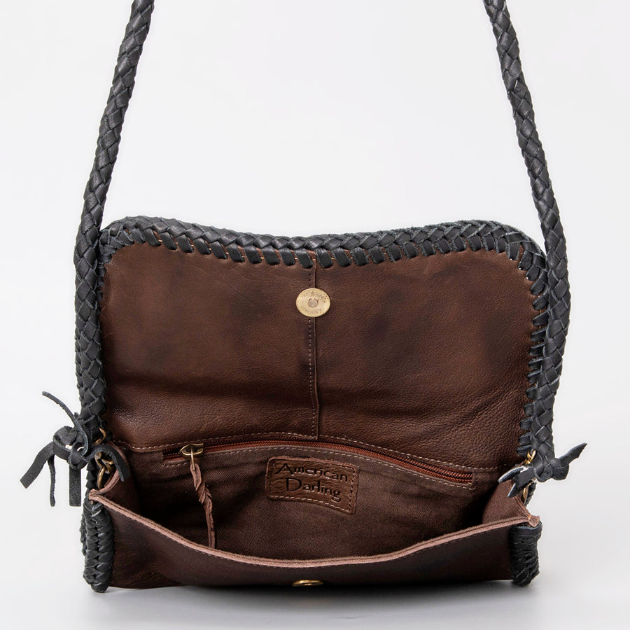 American Darling Wallet Western Genuine Leather Handcrafted Purse with Turquoise Stone and Braided Detail