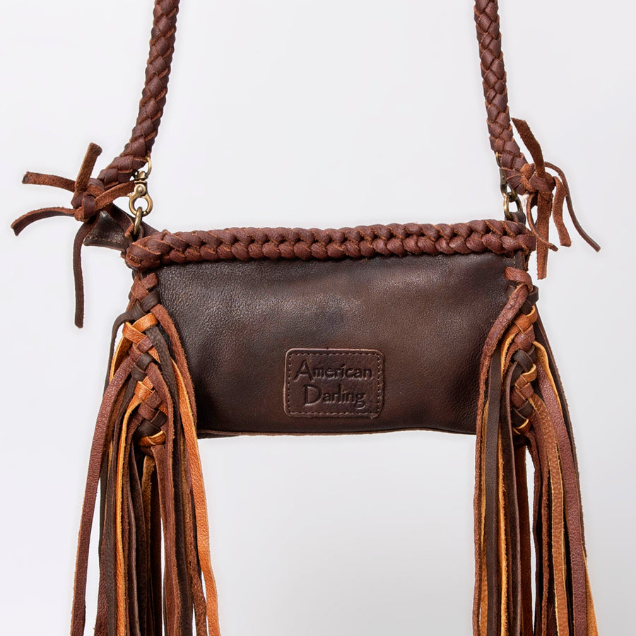 American Darling Small Cross body Bag Western Hair-On Cowhide Genuine Leather Handcrafted Purse with Fringes and Turquoise