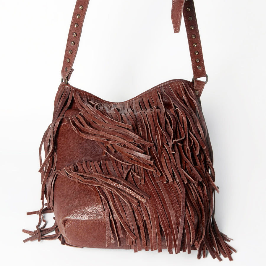 American Darling Large Cross body Bag Western Genuine Leather Handcrafted Purse with Fringes and YKK Zipper