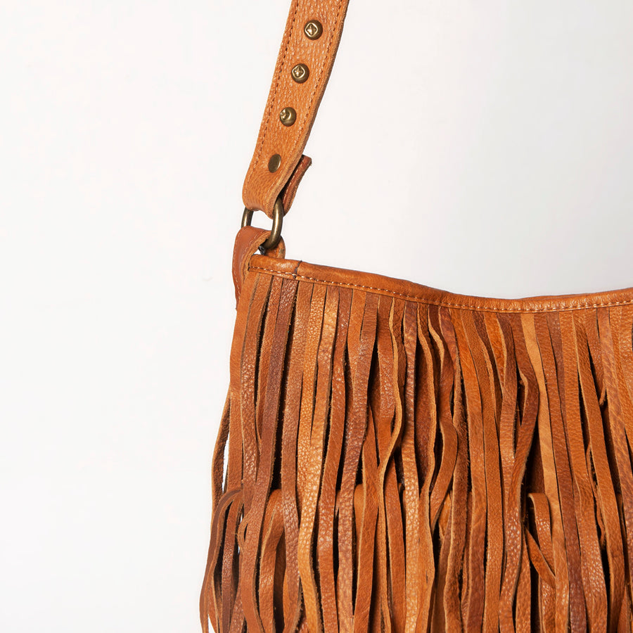 American Darling Large Cross body Bag Western Genuine Leather Handcrafted Purse with Fringes and YKK Zipper