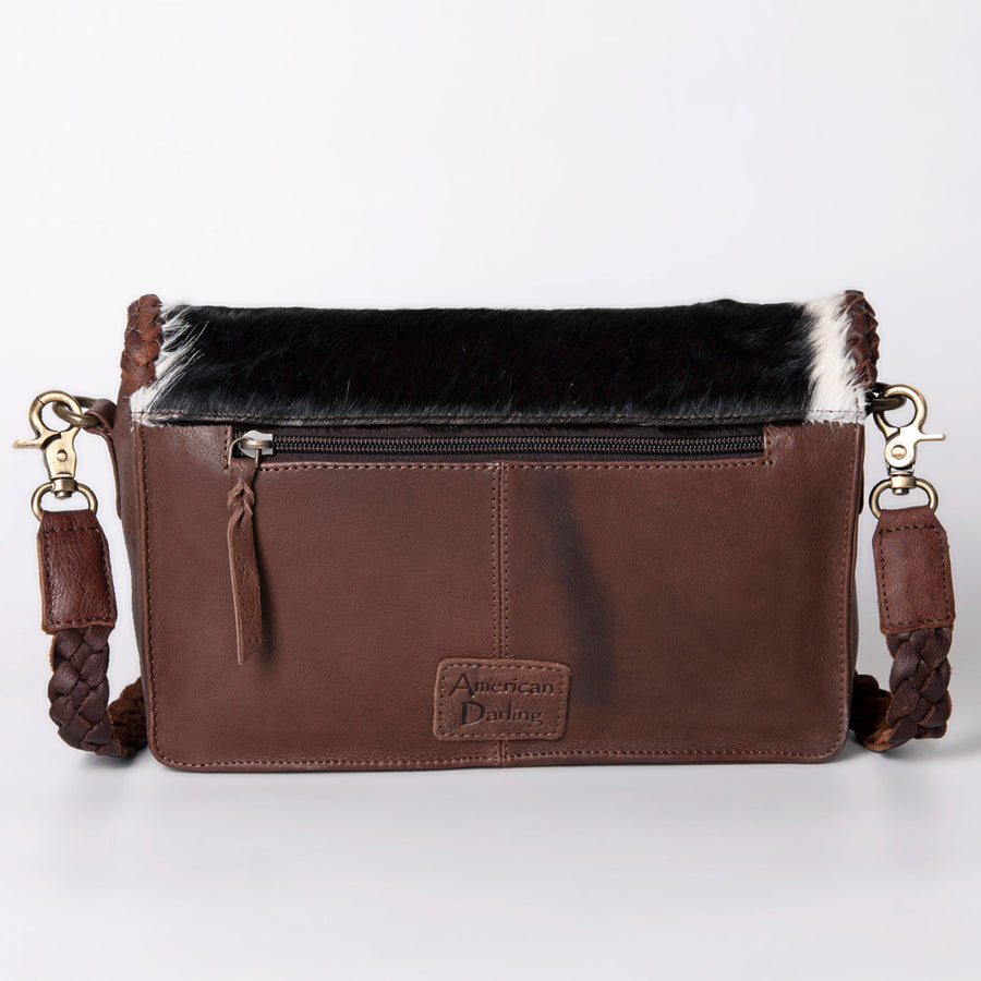 American Darling Wallet Western Genuine Leather Handcrafted Purse with Fringes, Braided Strap and Turquoise Stone