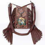 American Darling Hand Tooled Hair On Genuine Leather Women Bag Western Handbag Purse