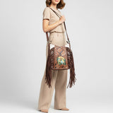 American Darling Large Crossbody Hand Tooled Hair On Genuine Leather Women Bag Western Handbag Purse
