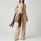 American Darling Large Crossbody Hand Tooled Hair On Genuine Leather Women Bag Western Handbag Purse