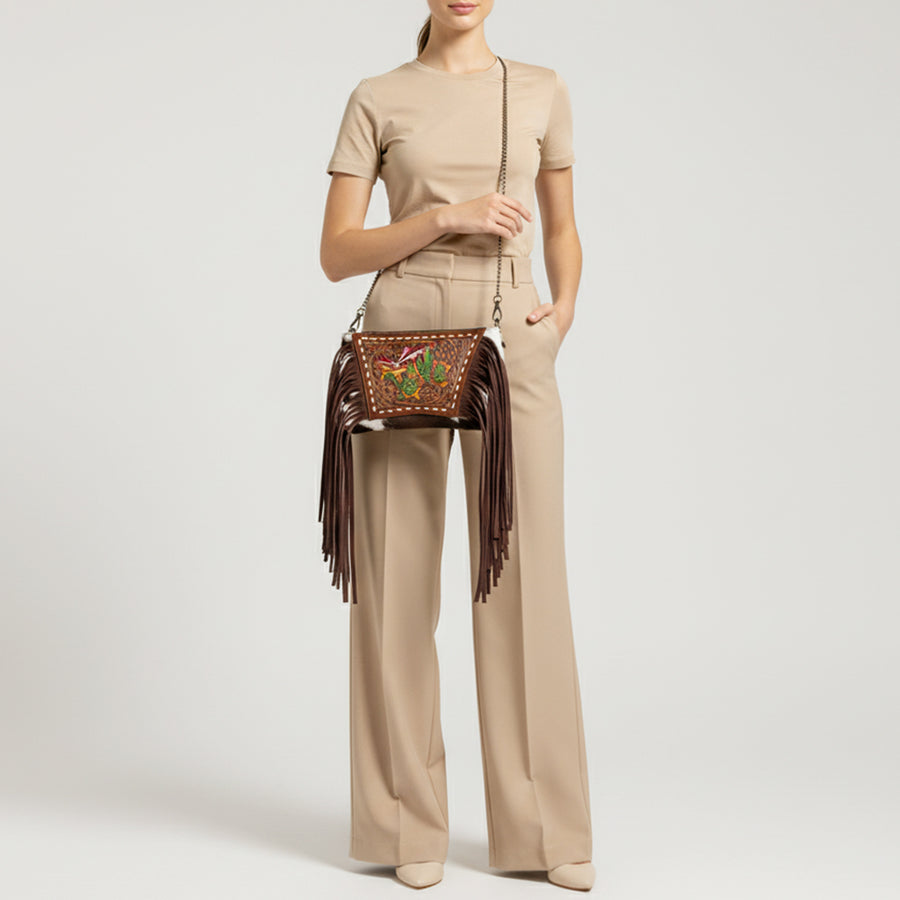 American Darling Cross Body I Hand Tooled Hair-On Genuine Leather Women Bag Western Handbag Purse