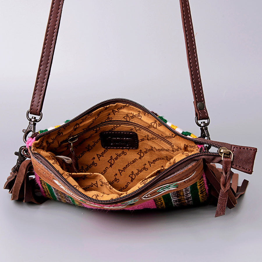 American Darling Cross Body Hand Tooled Saddle Blanket Genuine Leather Western Women Bag Handbag Purse | Crossbody for Cute